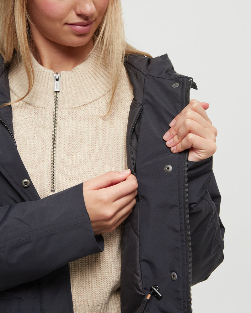 Black-Relax-Water-Repellant-Hooded-Rain-Jacket