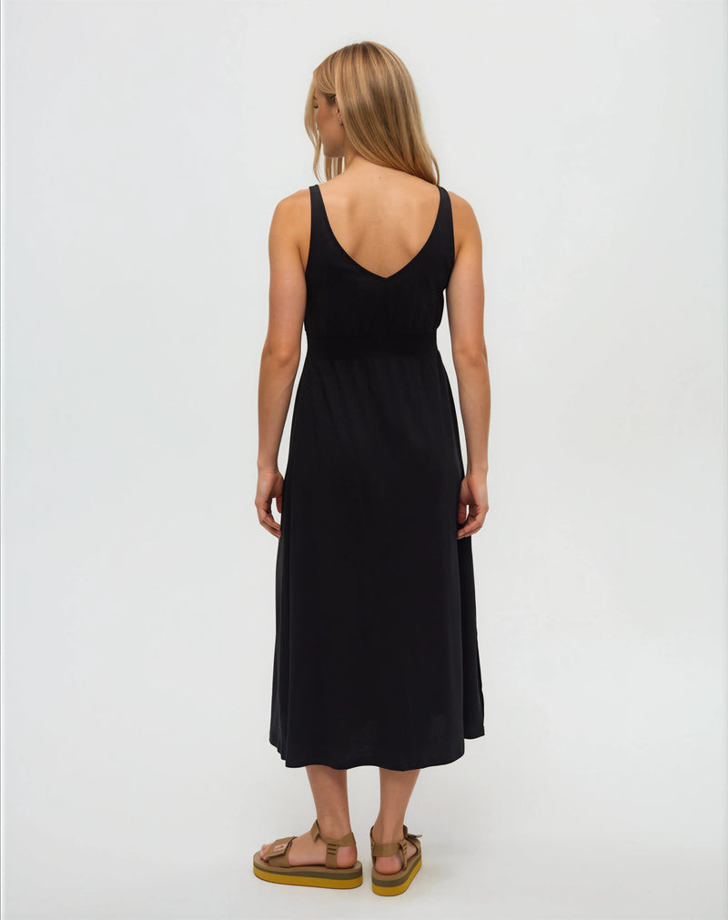 Black-Treeblend-Elasticated-Waist-Maxi-Dress