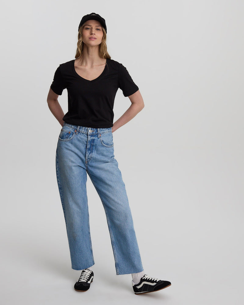 Black-V-Neck-Short-Sleeve-T-Shirt