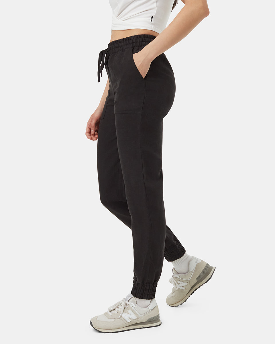 MOON TREE PLANET line pants sports black WOMEN MOON TREE