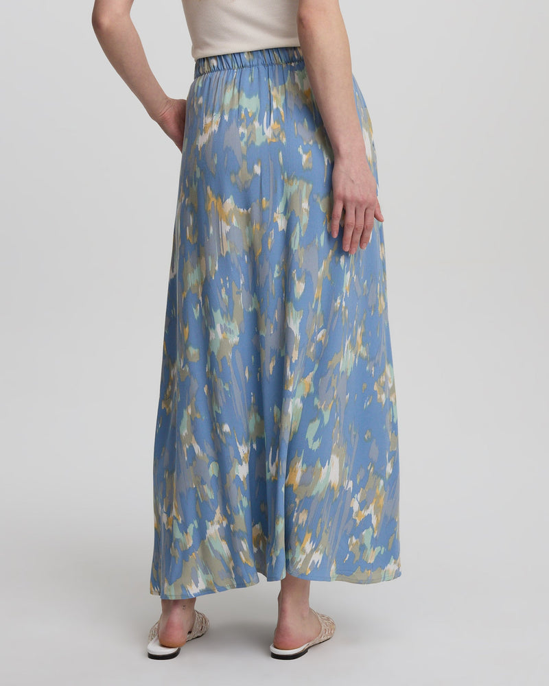 Blue-High-Rise-Patterned-Crepe-Maxi-Dress
