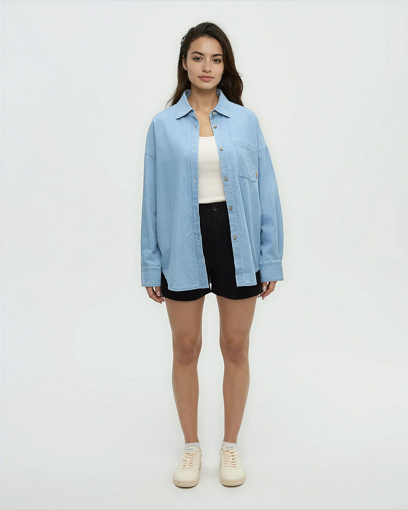 Blue-Lightweight-Denim-Oversized-Collar-Shirt