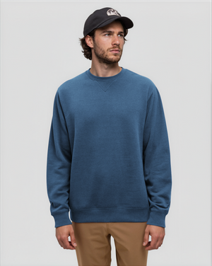 Blue-Men_s-Fleece-Crew-Sweatshirt *Model is wearing size M
