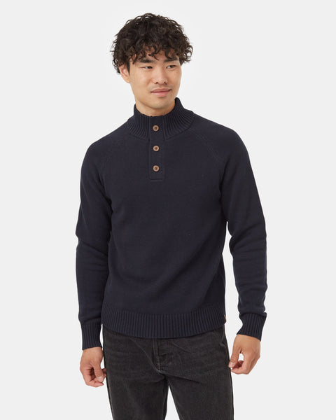 Blue-Mens-Button-Knit-Sweater-