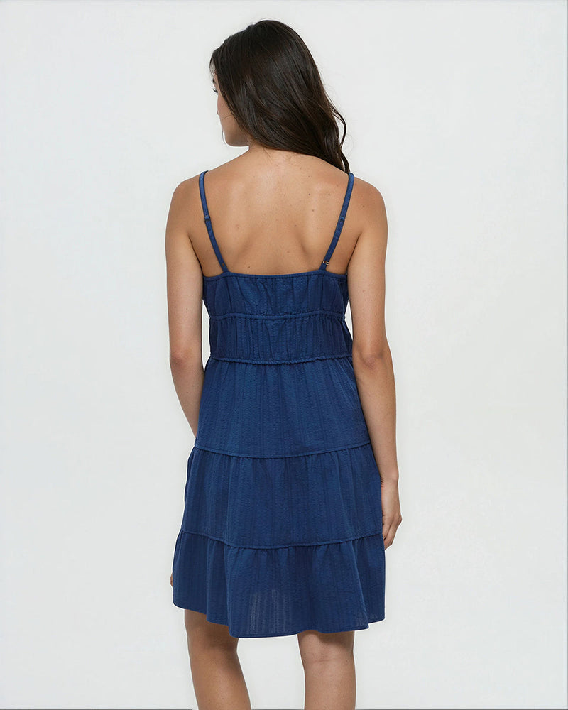 Blue-Organic-Cotton-Mini-Length-Dress