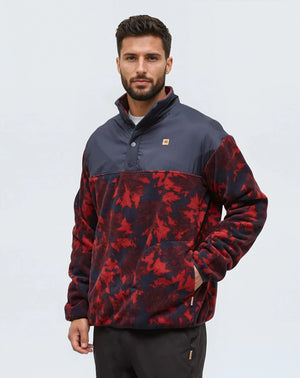 Blue-Quarter-Snap-MicroFleece-Sweatshirt *Model is 5'11.5", wearing size M