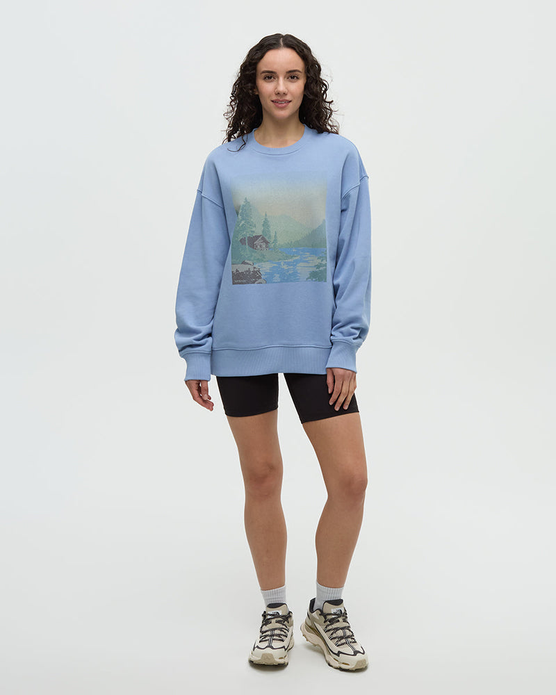 Blue-Relaxed-Graphic-Crew-Neck-Sweatshirt