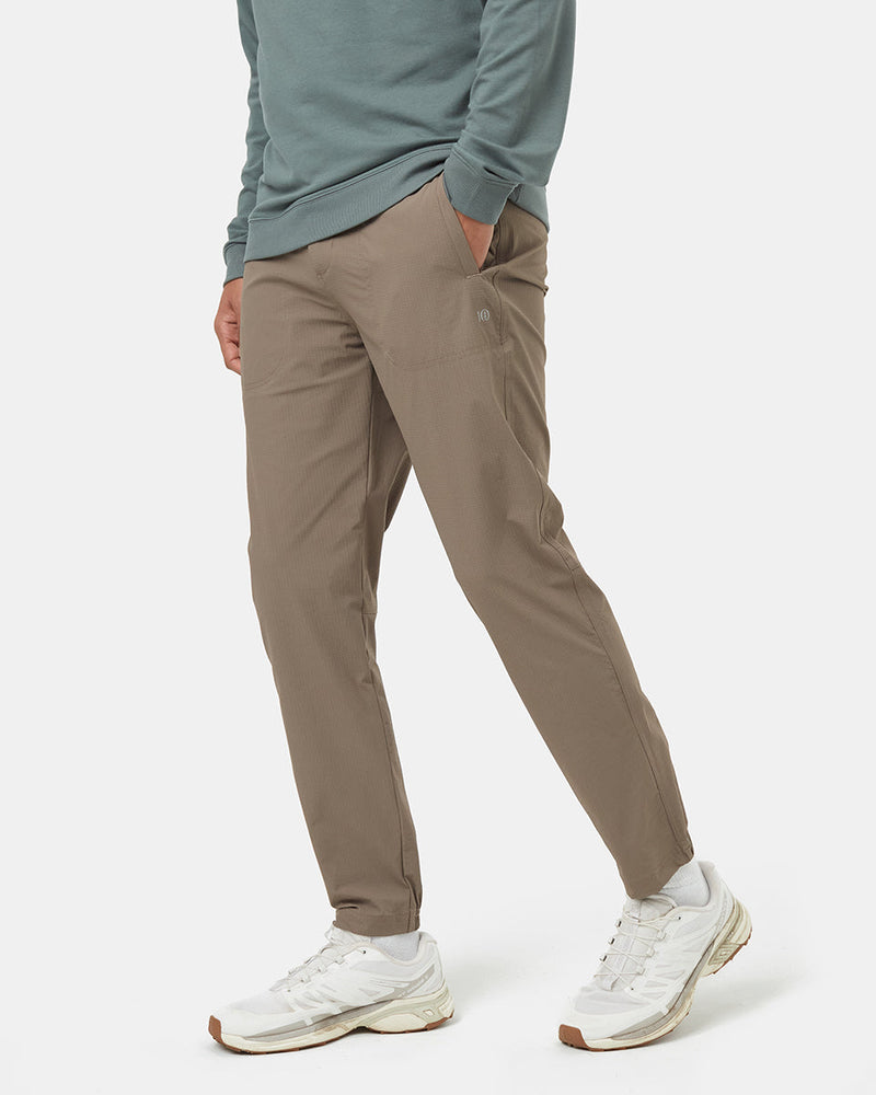 Brown-Mid-Rise-Full-Length-Tapered-Water-Repellent-Pants