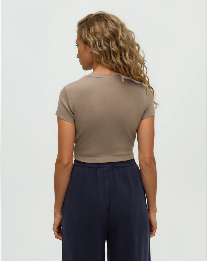 Brown-Organic-Cotton-Modal-Rib-Slim-T-Shirt