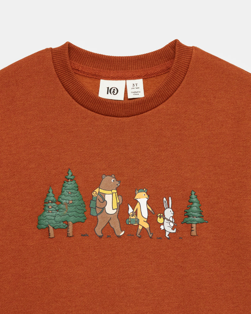 Brown-Organic-Cotton-Ribbed-Collar-Graphic-Sweatshirt