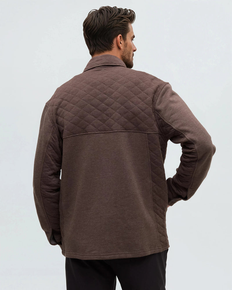 Brown-Relaxed-Quilted-Front-Snap-Jacket