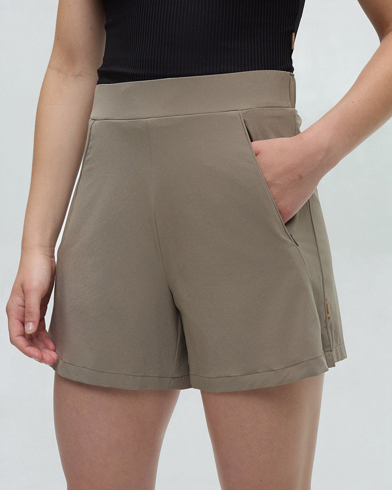 Brown-Repreve-Woven-Pull-On-Short