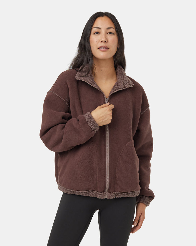 Reversible Zip Womens Recycled Boucle Reversible Full Zip
