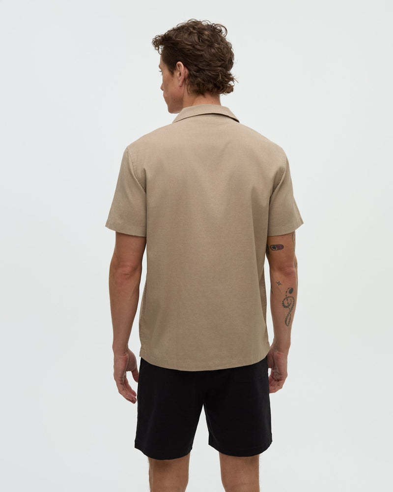 Brown-Shortsleeve-Button-Up-Pocket-Shirt
