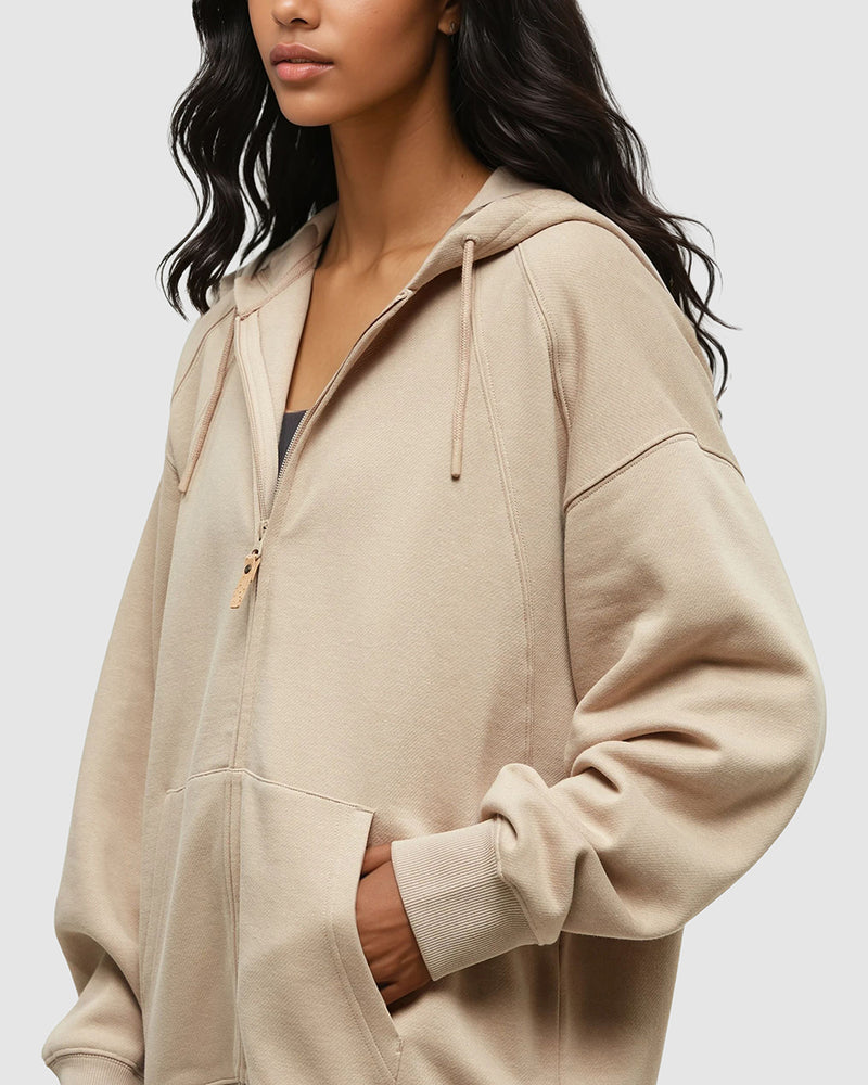 Brown-TreeFleece-Oversized-Zip-Hoodie