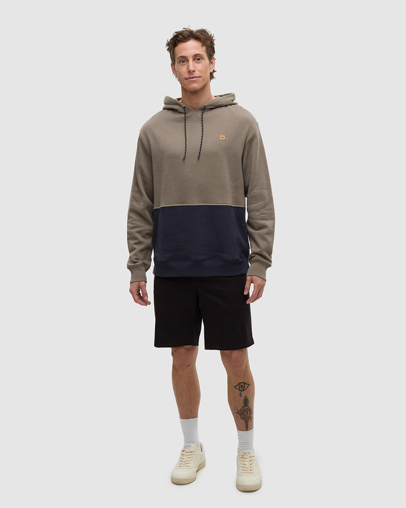 Brown-TreeFleece-Relax-Fit-Color-Block-Hoodie