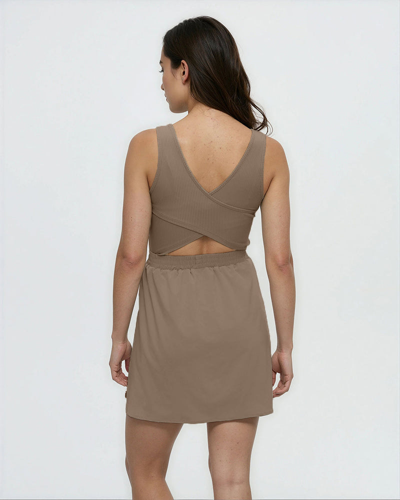 Brown-Twist-Back-Tank-Dress