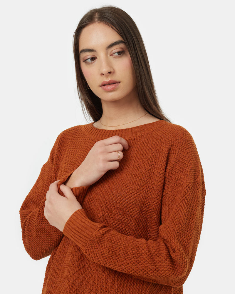 Brown-Womens-Organic-Cotton-Knit-Sweater