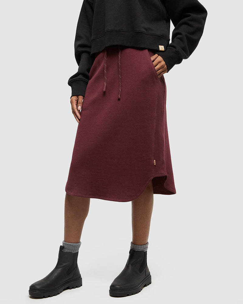 Burgundy-High-Rise-TreeFleece-Skirt