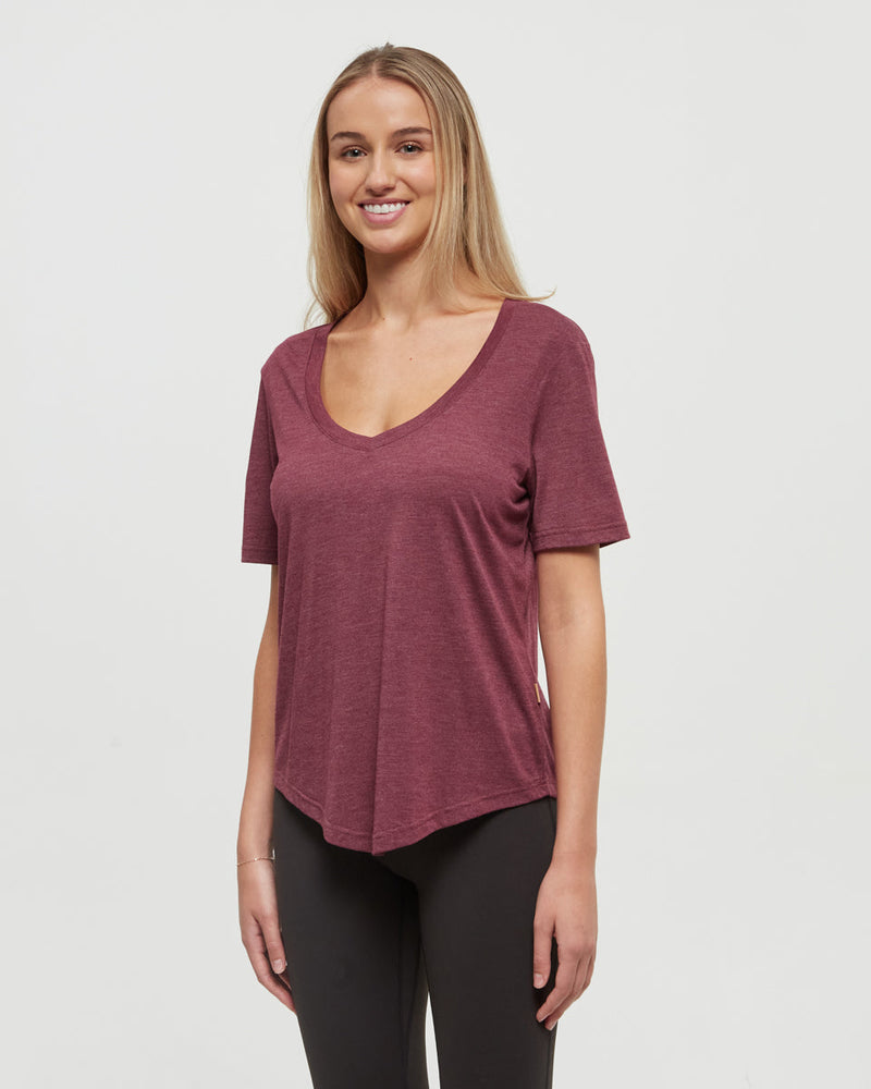 Burgundy-TreeBlend-V-Neck-T-Shirt