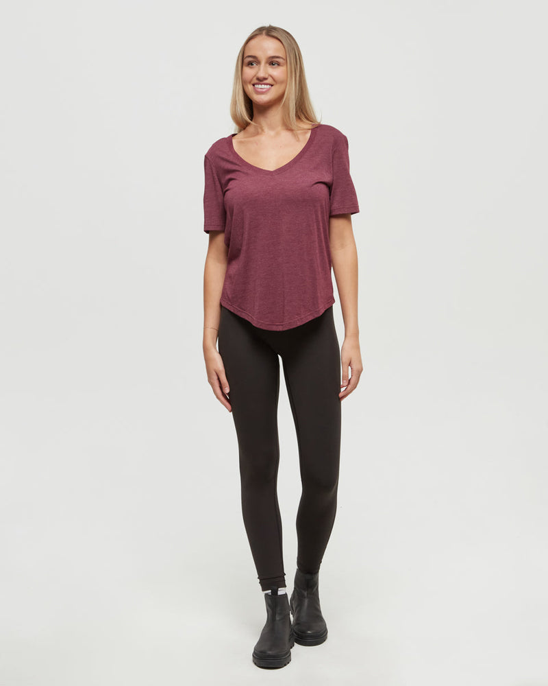 Burgundy-TreeBlend-V-Neck-T-Shirt