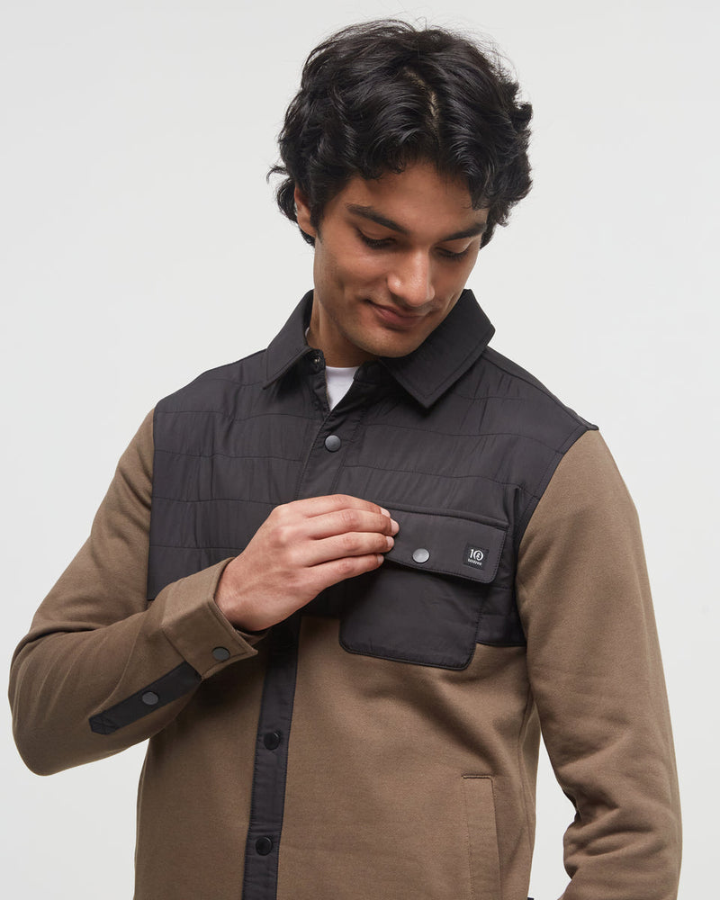 Green-Color-Block-Fleece-Shirt-Jacket