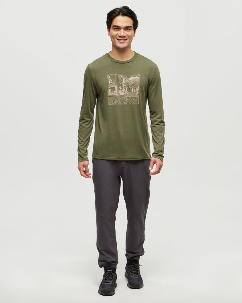 Green-Crew-Neck-Graphic-Longsleeve-T-Shirt