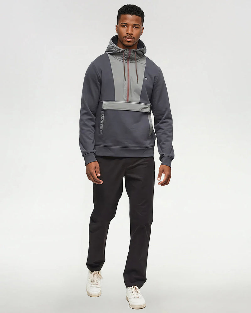 Green-Half-Zip-Regular-Fit-Fleece-Hoodie