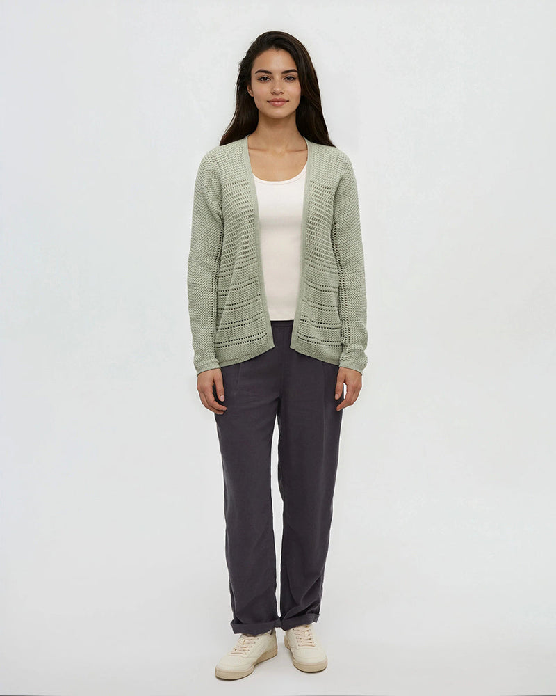 Green-Oversized-Organic-Cotton-Woven-Cardigan