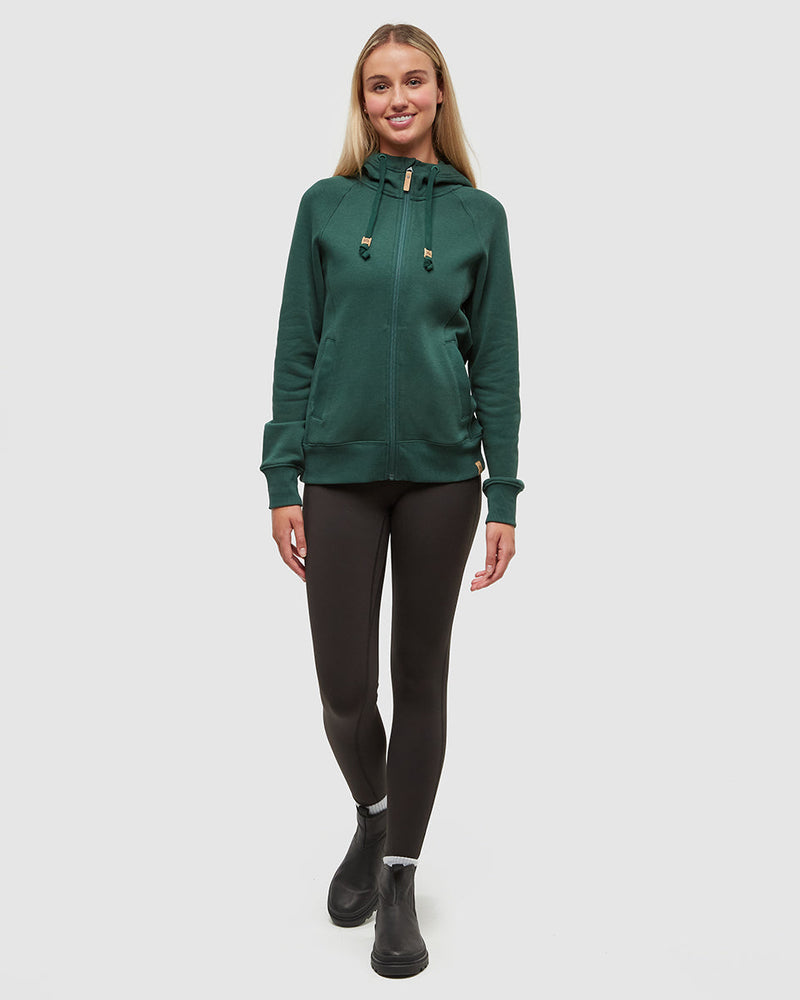 Green-Regular-Fit-Rib-Panel-Raglan-Zip-Hoodie