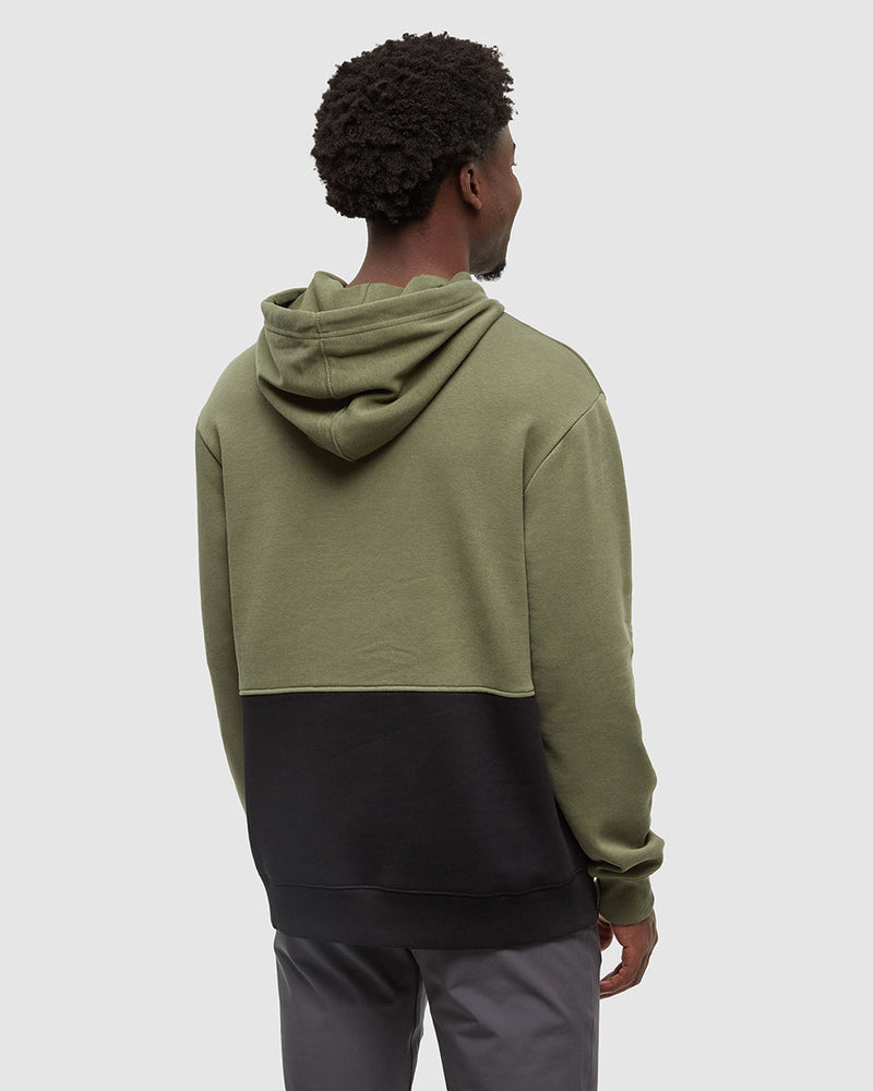 Green-Relaxed-Fit-Color-Block-Hoodie