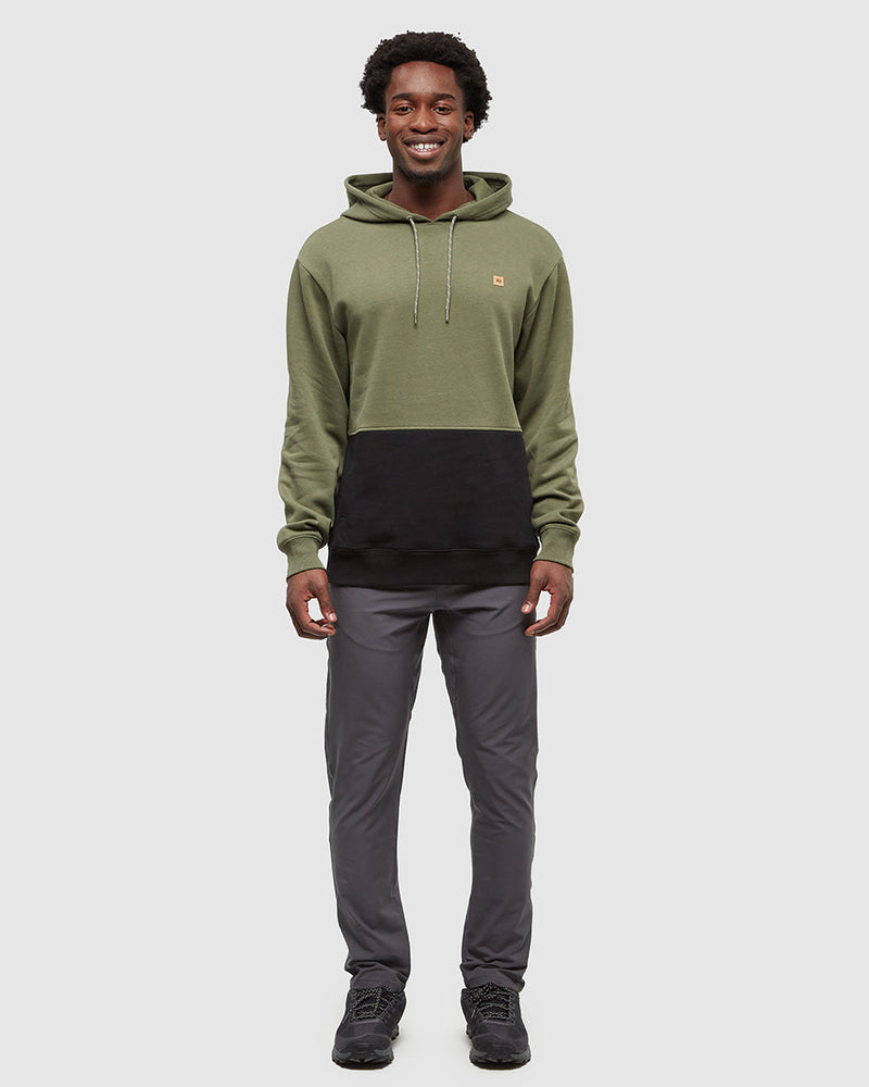Green-Relaxed-Fit-Color-Block-Hoodie