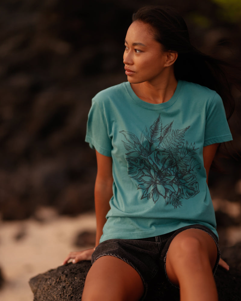 Green-Relaxed-Graphic-Crew-Neck-T-Shirt