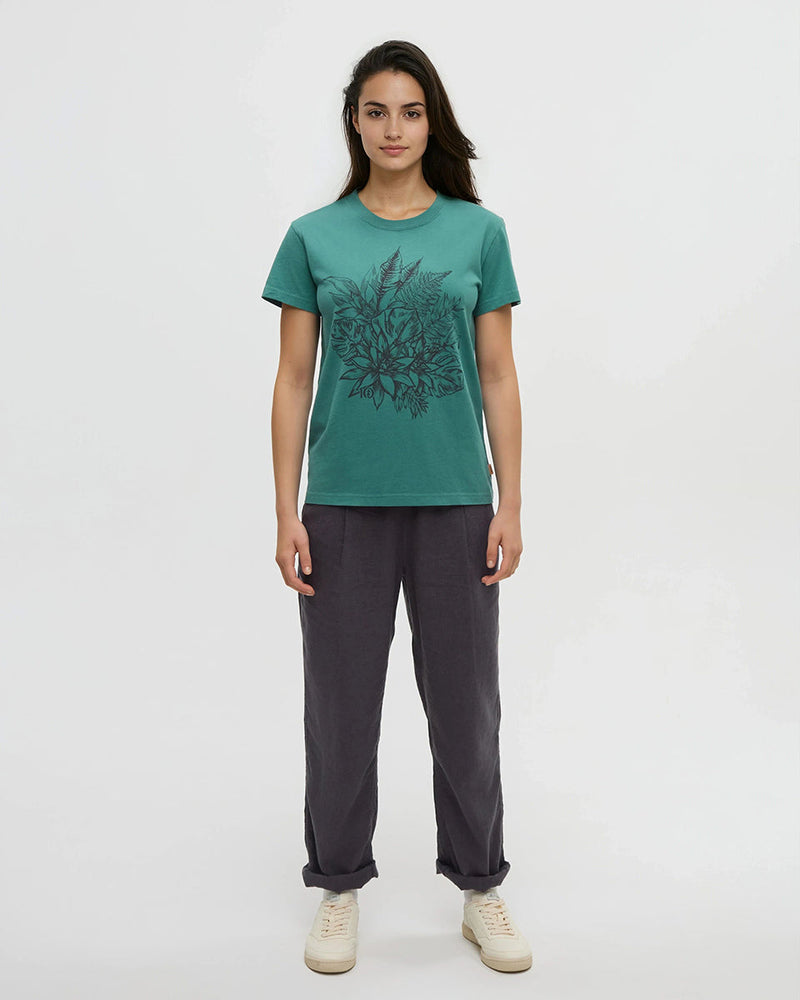 Green-Relaxed-Graphic-Crew-Neck-T-Shirt