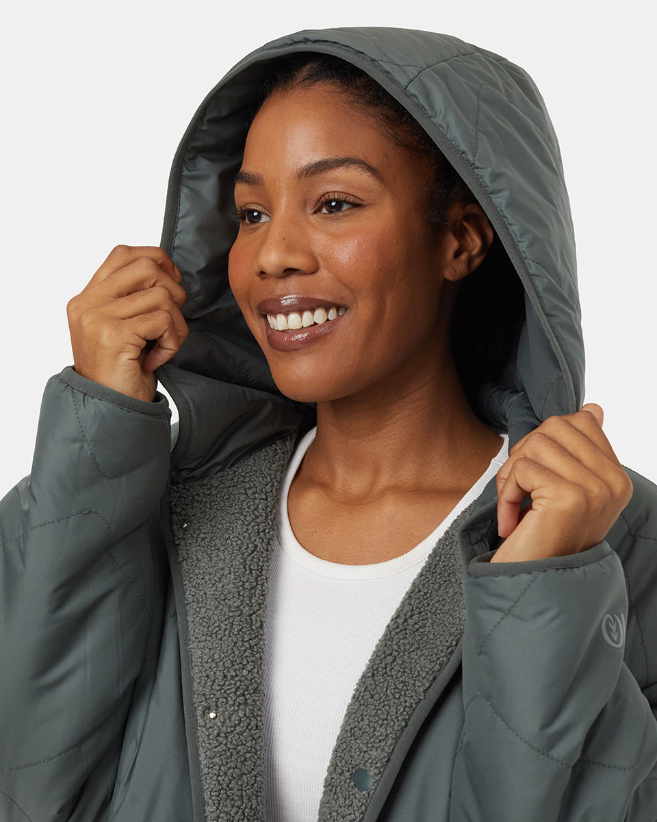Womens Recycled Boucle Reversible Long Jacket