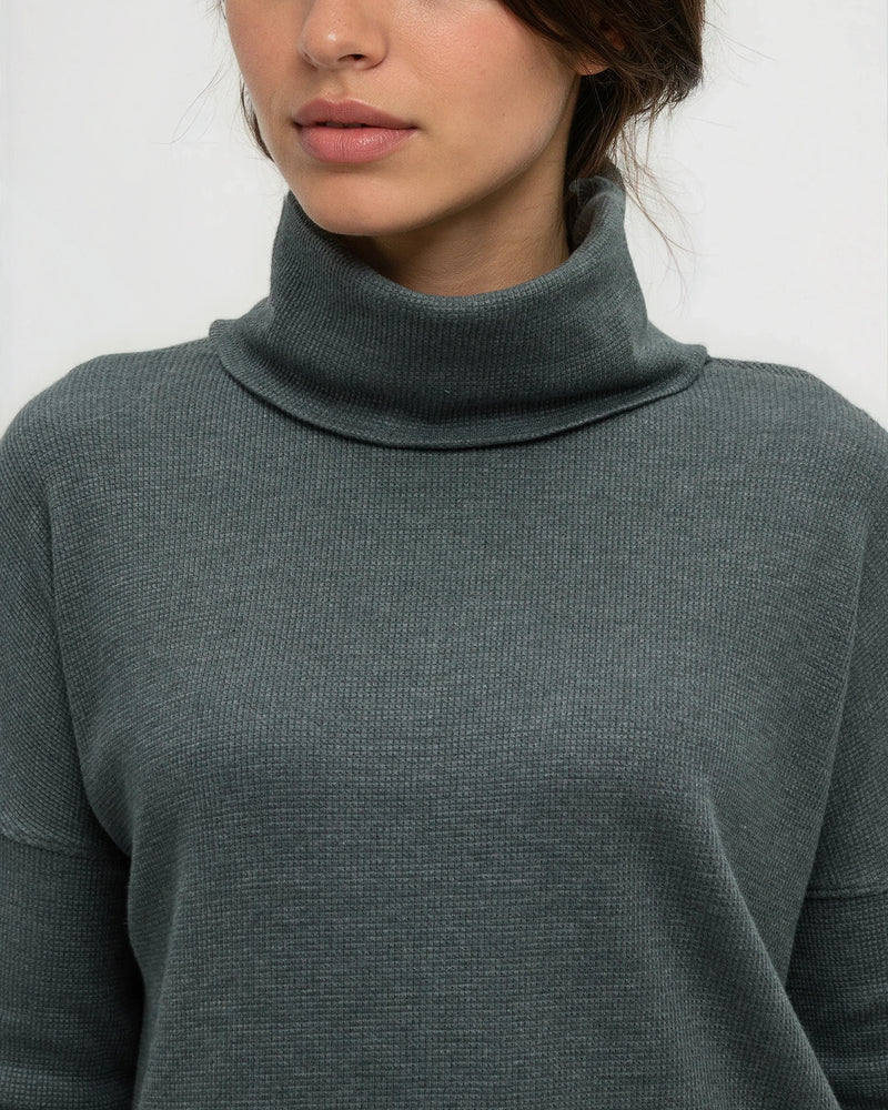 Green-TreeWaffle-Turtleneck-Longsleeve