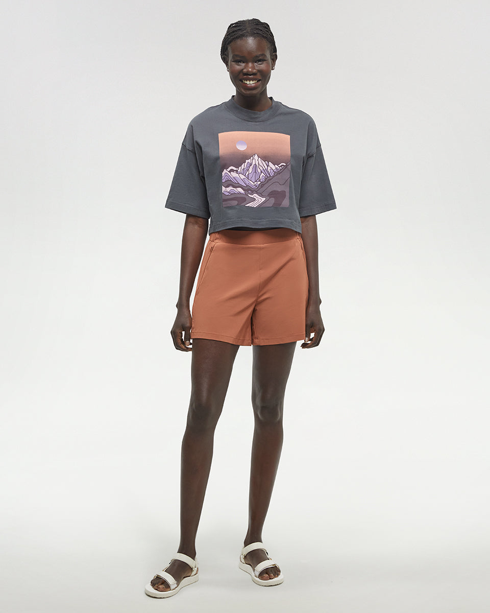 Womens Emerald Edge Oversized Crop T-Shirt | Organic Cotton