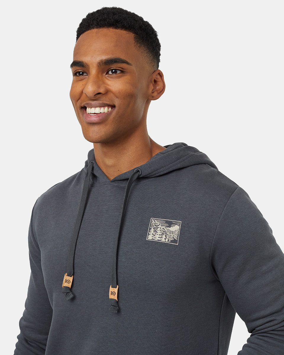 Mens Etched Mountain Hoodie | Recycled Materials