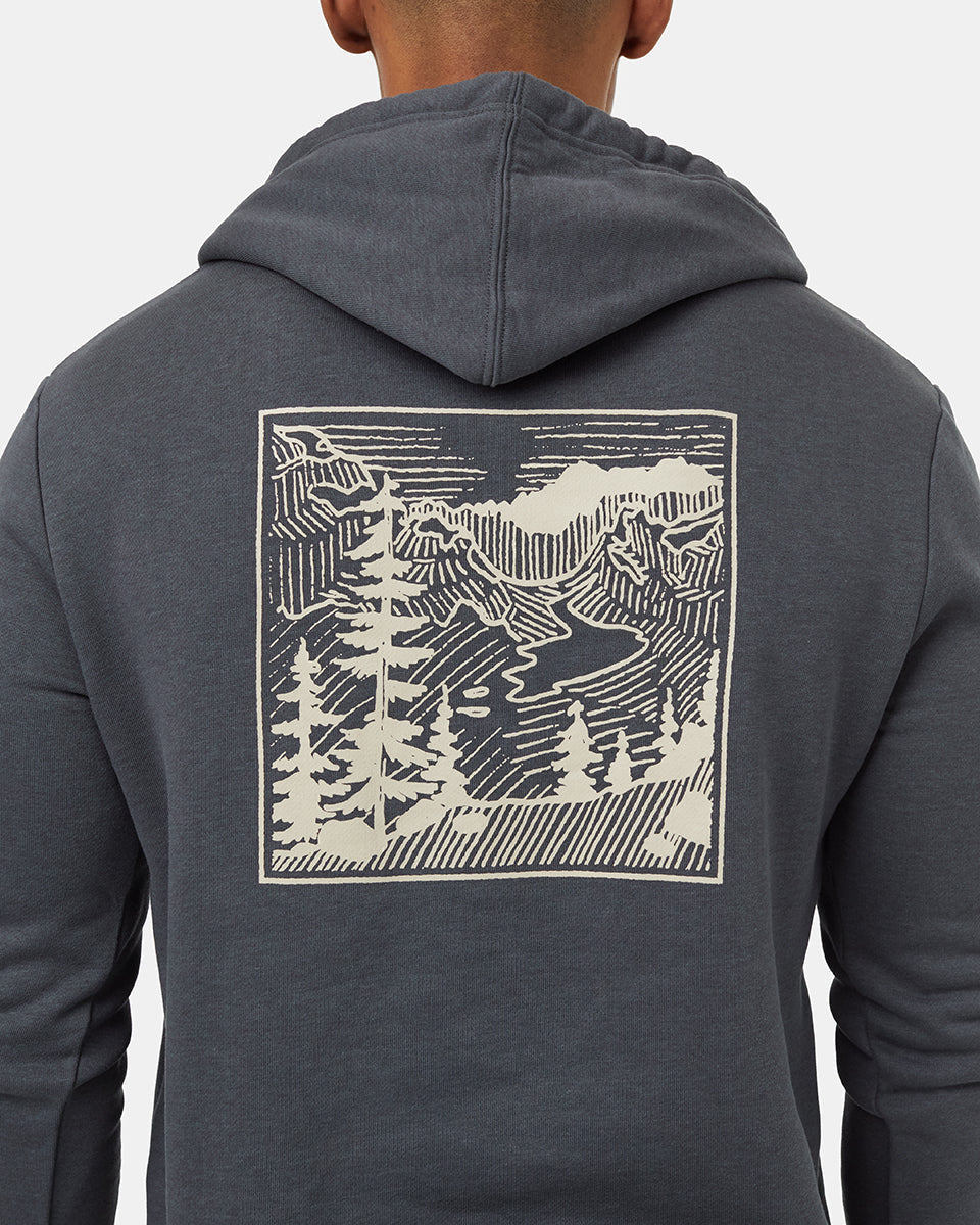 Mens Etched Mountain Hoodie | Recycled Materials