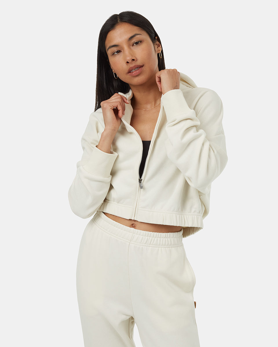 Womens TreeTerry Oversized Cropped Zip Hoodie Womens TreeTerry Oversized Cropped Zip Hoodie
