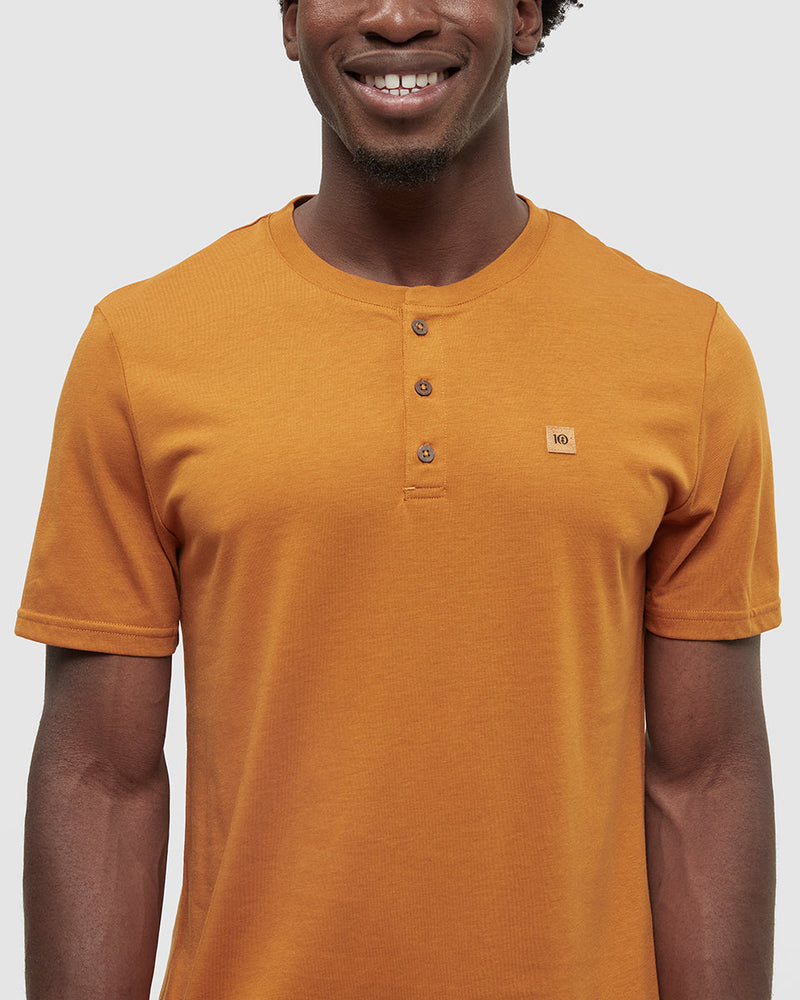 Orange-Basic-Shortsleeve-Button-T-Shirt