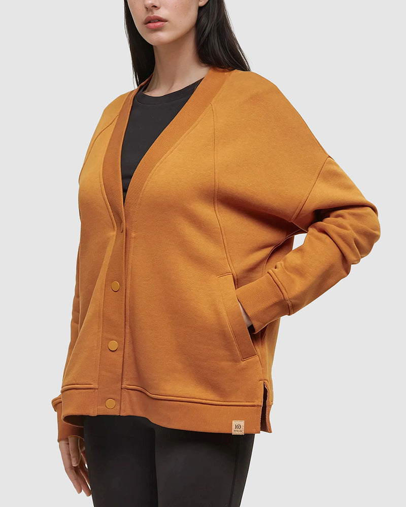 Orange-Relax-TreeFleece-Cardigan