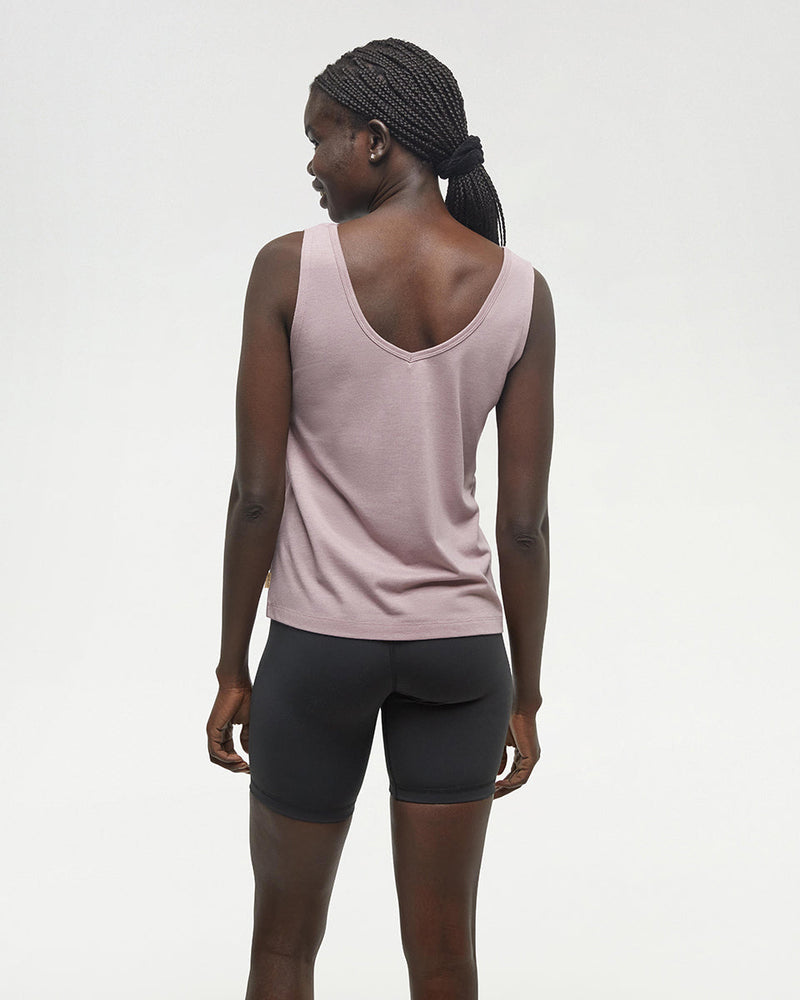 Pink-Double-V-Neck-Regular-Fit-Tank-Top