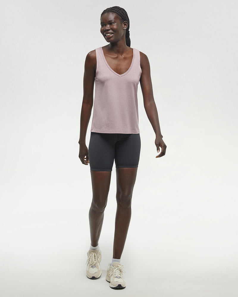 Pink-Double-V-Neck-Regular-Fit-Tank-Top