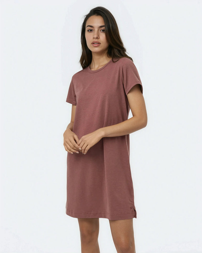 maroon t shirt dress Tie Waist T-Shirt Dress by Lemaire- La Garonne
