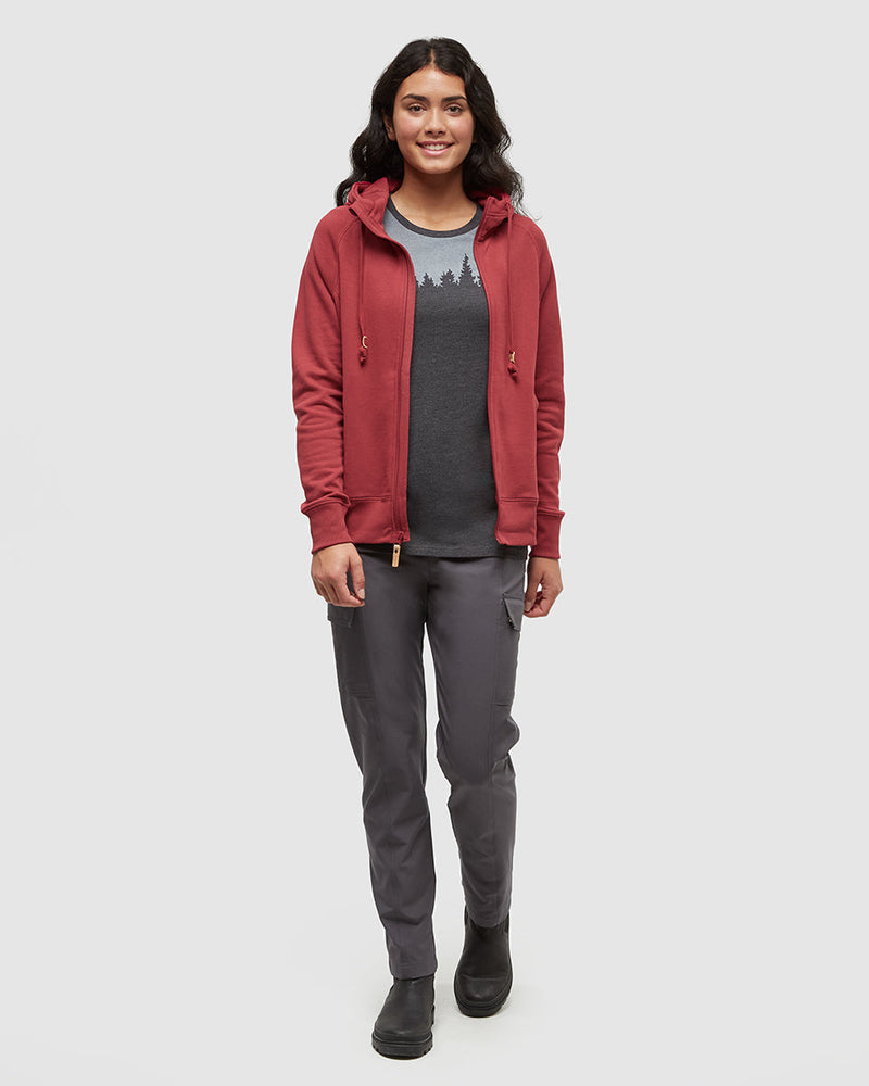 Red-Regular-Fit-Rib-Panel-Raglan-Zip-Hoodie