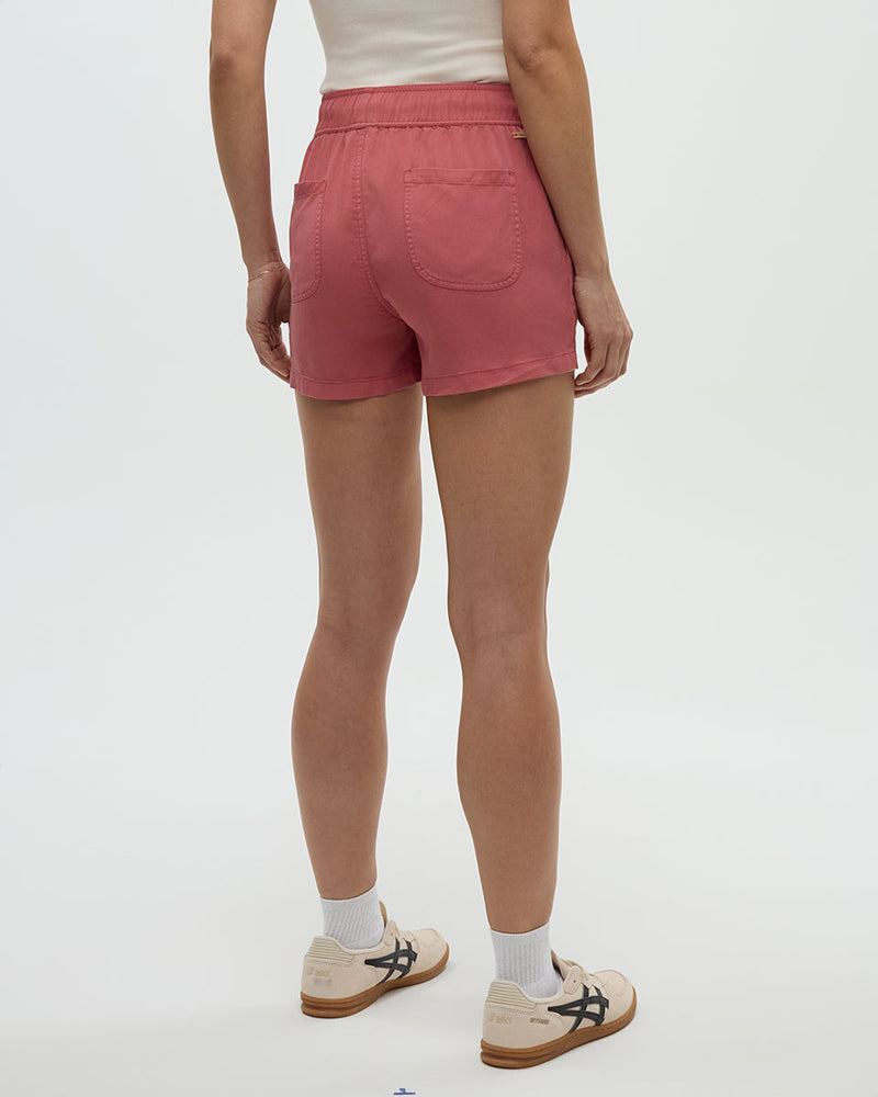 Red-Tencel-Twill-Mid-Rise-Pull-On-Short