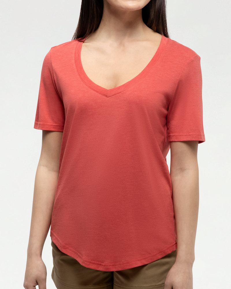 Red-V-Neck-Short-Sleeve-T-Shirt