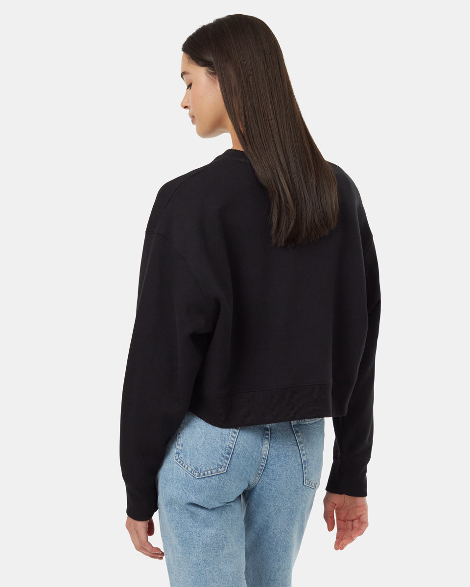 つ*ー様 BECOME TREE DUBLE CUFFS CROPED SHIR TreeFleece Oversized Cropped Crew | Recycled Materials