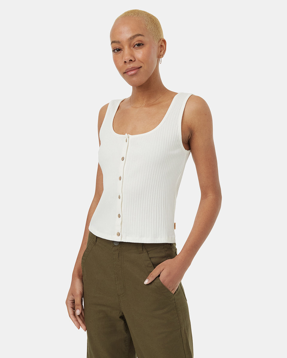 Rib Button Front Tank | Recycled Materials